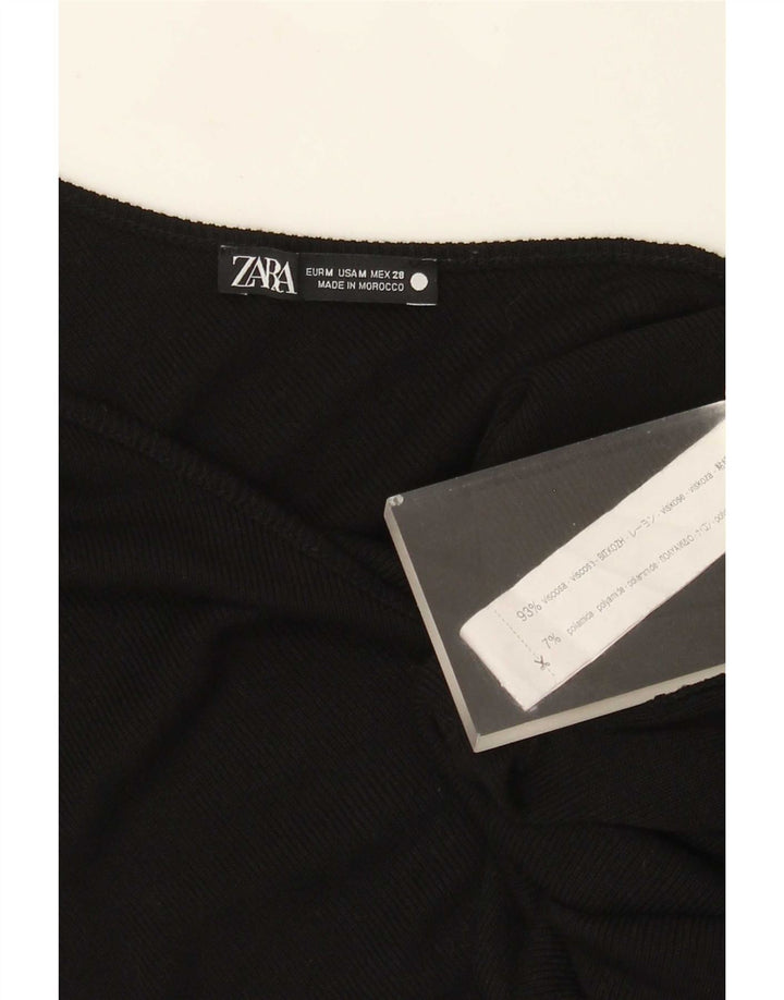 Zara Womens Asymmetric One Shoulder Top UK 12 Medium Black Viscose