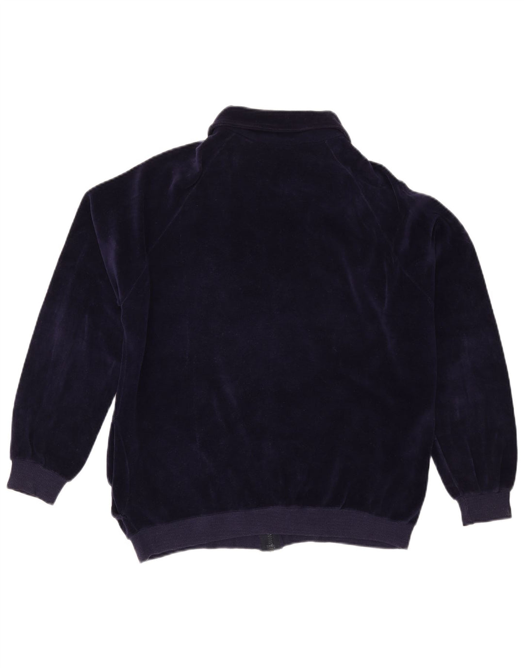 VINTAGE Womens Tracksuit Top Jacket UK 16 Large Navy Blue Cotton