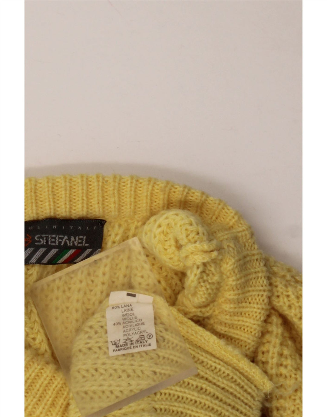 STEFANEL Mens Crew Neck Jumper Sweater XL Yellow Wool