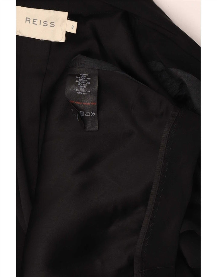 Reiss Womens Oversized Open Blazer Jacket UK 10 Small Black Acetate