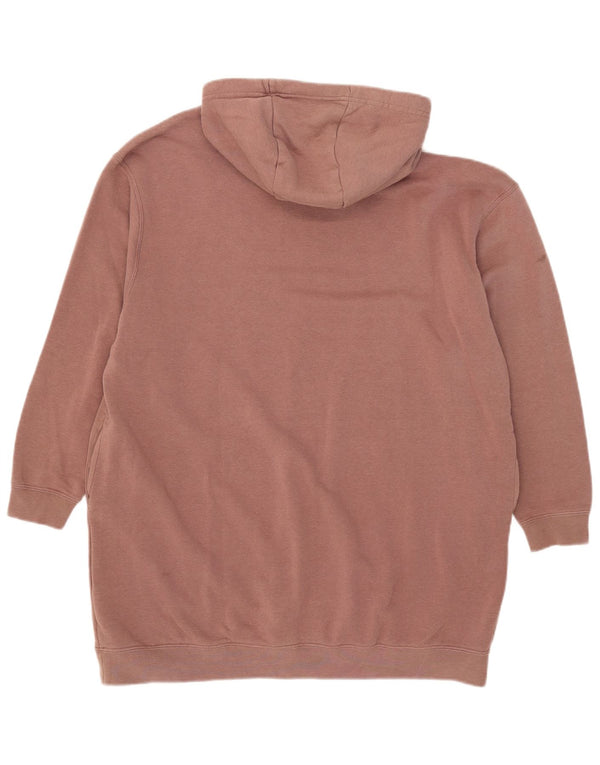 Nike Womens Oversized Longline Graphic Hoodie Jumper UK 14 Medium Brown