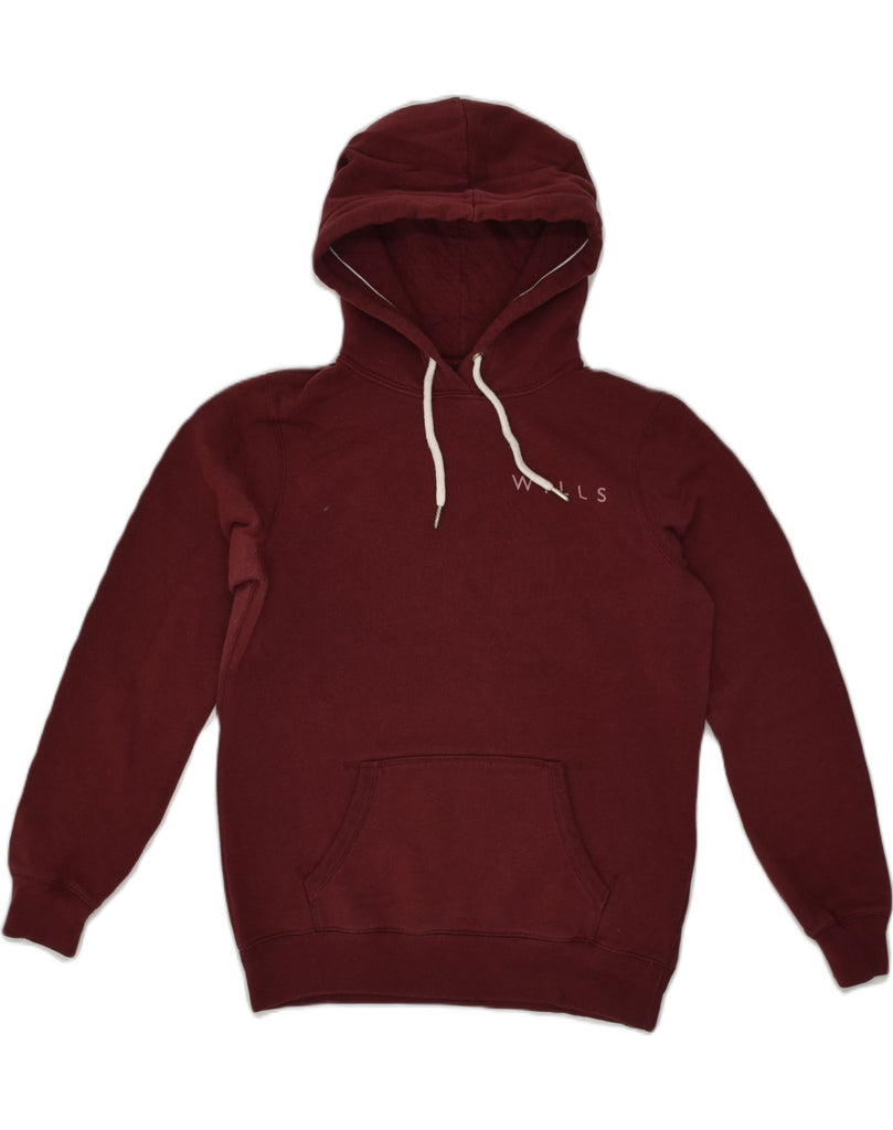 JACK WILLS Womens Graphic Hoodie Jumper UK 10 Small Maroon Cotton | Vintage Jack Wills | Thrift | Second-Hand Jack Wills | Used Clothing | Messina Hembry 