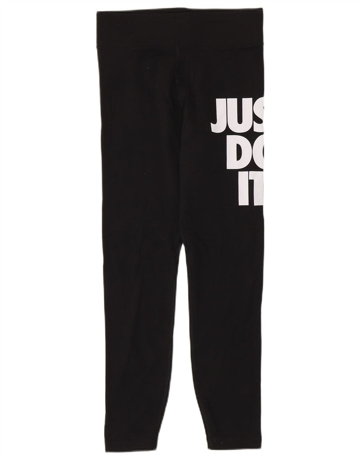 Nike Womens Graphic Leggings UK 8 Small  Black Cotton