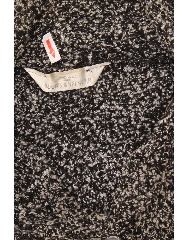 MARKS & SPENCER Womens Cardigan Sweater UK 12 Medium Black Flecked Acrylic