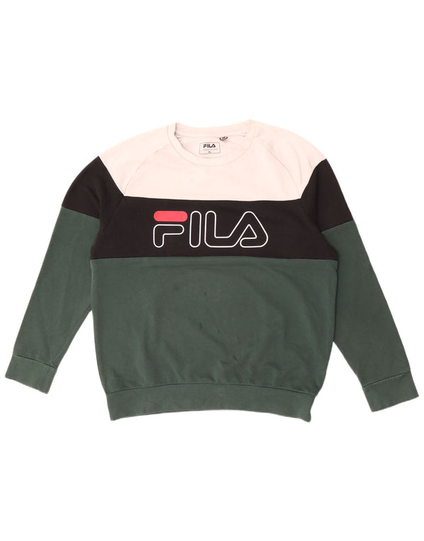 Fila Mens Graphic Sweatshirt Jumper XL Green Colourblock