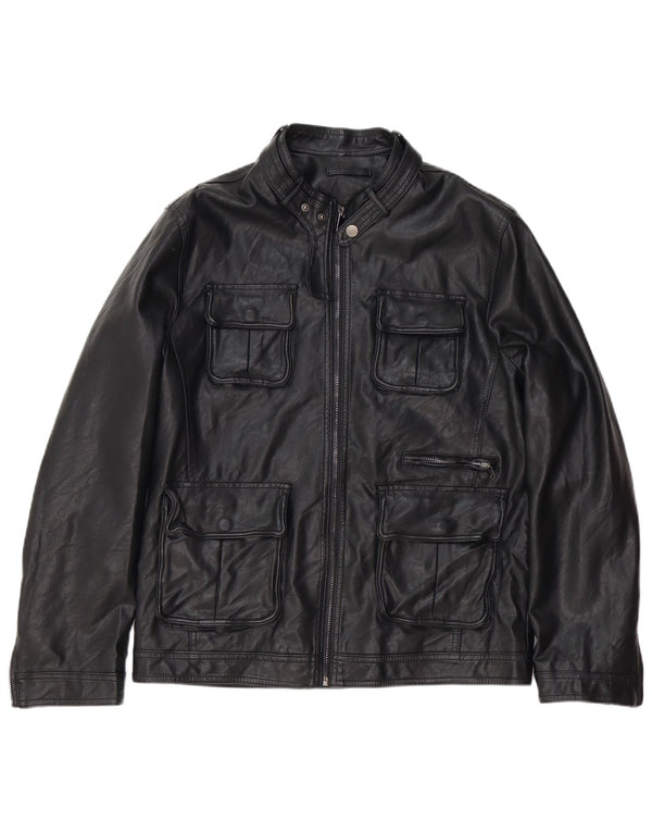 Vintage Mens Leather Jacket UK 36 Small Black