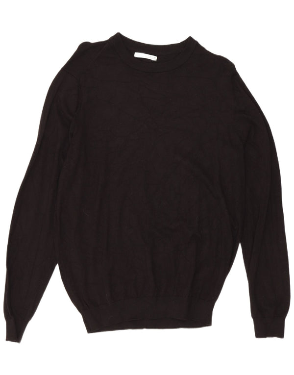 Zara Mens Boat Neck Jumper Sweater Medium Black