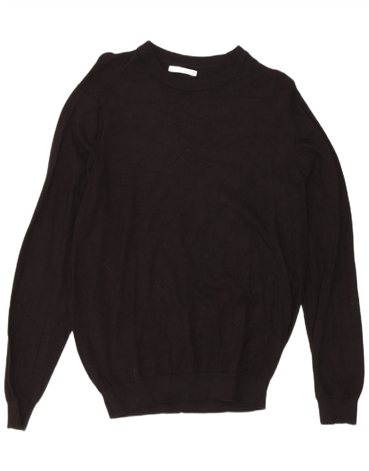 Zara Mens Boat Neck Jumper Sweater Medium Black