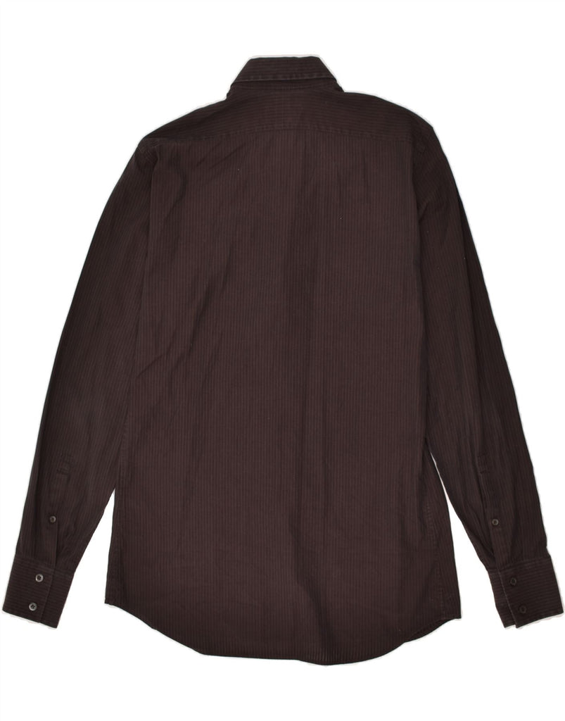 PRADA Mens Shirt Size 15 1/2 39 Medium Brown Pinstripe Cotton | Vintage Prada | Thrift | Second-Hand Prada | Used Clothing | Messina Hembry 