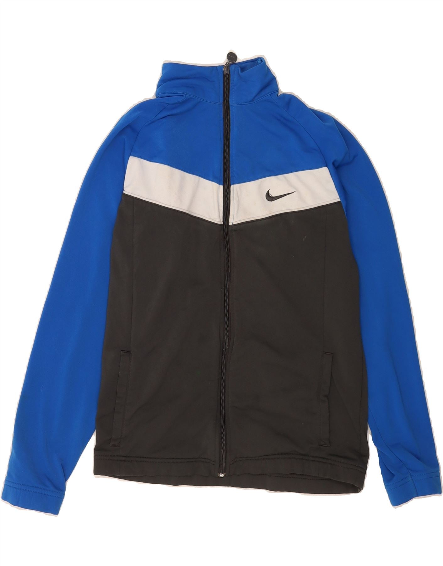 NIKE Boys Tracksuit Top Jacket 13-14 Years XL Black Colourblock