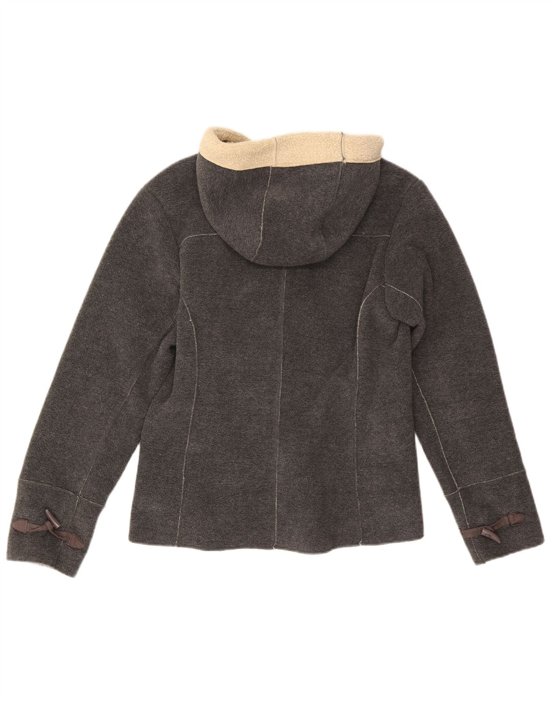 Vintage Womens Hooded Sherpa Fleece Jacket UK 8 Small Grey Polyester