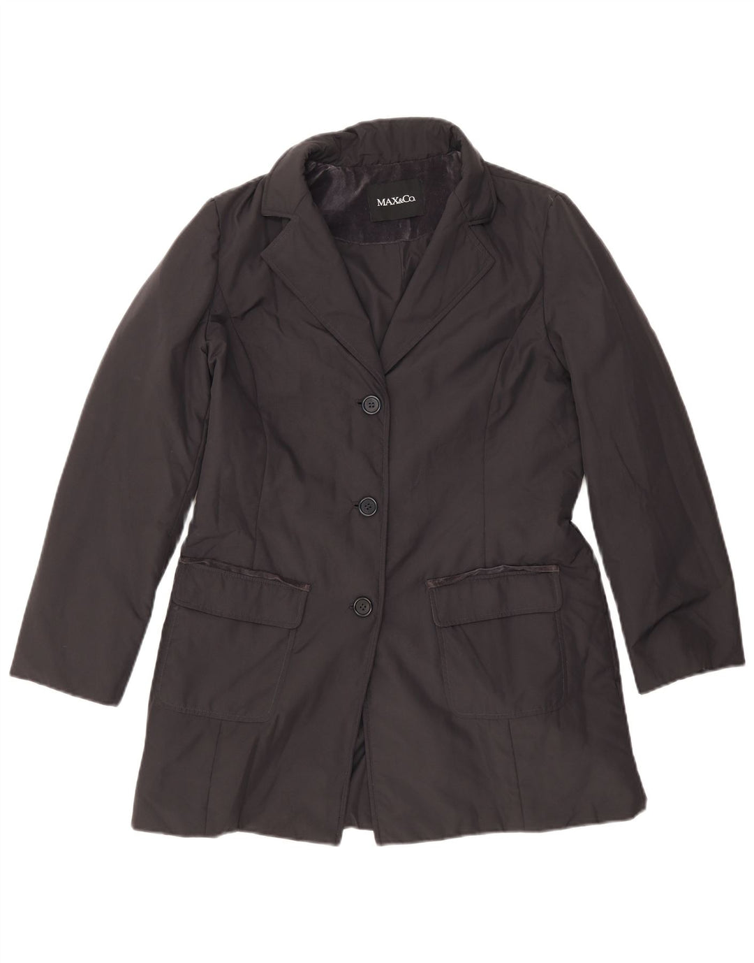 Max & Co. Womens Overcoat UK 16 Large  Navy Blue Polyester