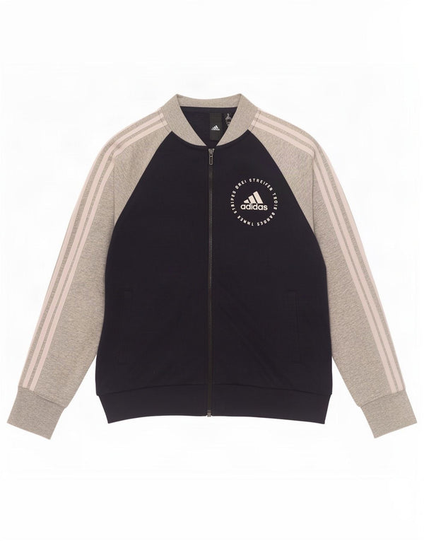 Adidas Womens Graphic Tracksuit Top Jacket UK 8/10 Small Navy Blue