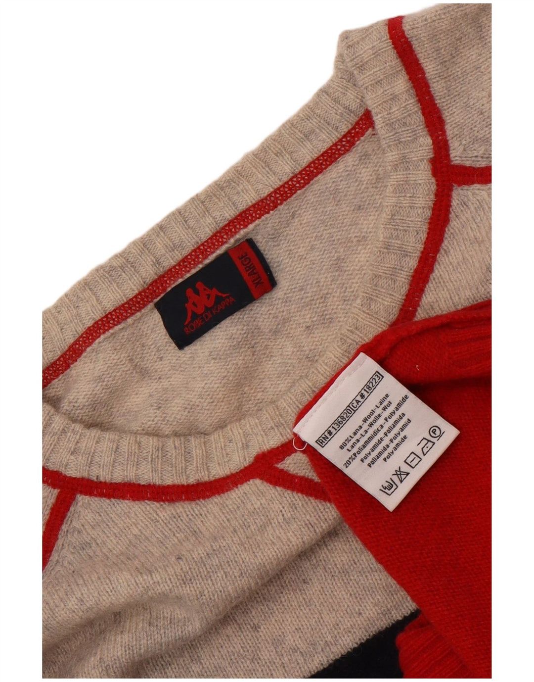 Kappa Mens Boat Neck Jumper Sweater XL Multicoloured Colourblock Wool