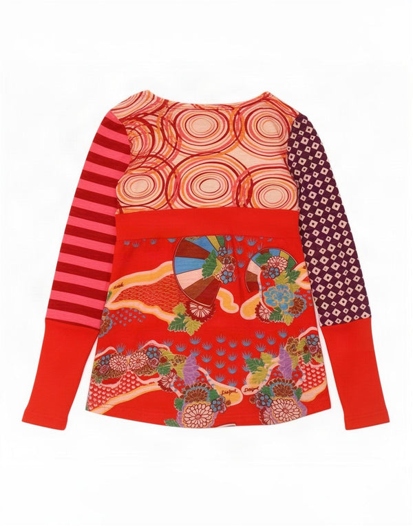 Desigual Girls Graphic Top Long Sleeve 13-14 Years Red Cotton