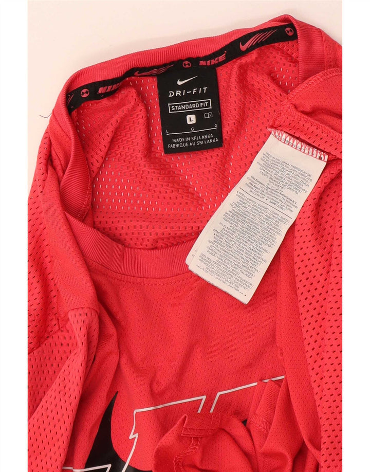 Nike Mens Dri Fit Standard Graphic T-Shirt Top Large Red Polyester