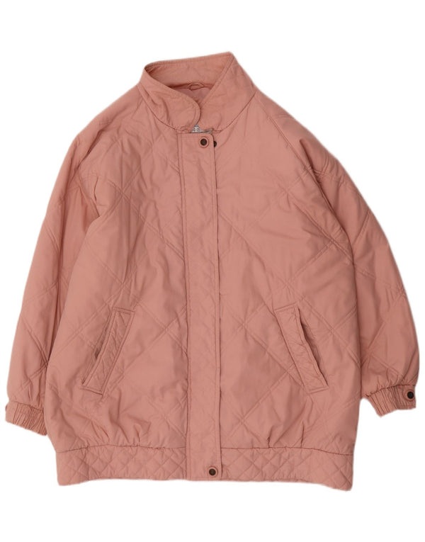 Vintage Womens Loose Fit Padded Coat UK 14/16 Large Pink Polyester
