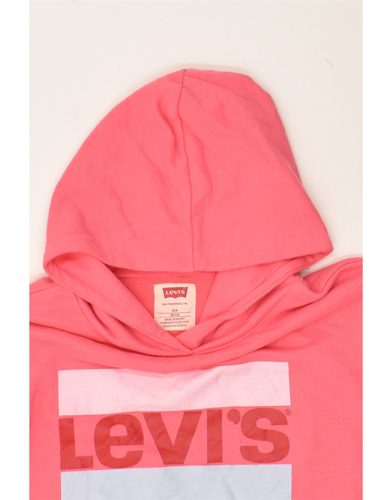 LEVI'S Girls Graphic Hoodie Jumper 11-12 Years Pink Cotton | Vintage Levi's | Thrift | Second-Hand Levi's | Used Clothing | Messina Hembry 