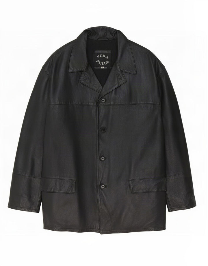 Vintage Mens Leather Jacket IT 56 3XL Black