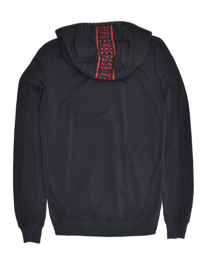 BIKKEMBERGS Womens Graphic Zip Hoodie Sweater UK 4 XS Navy Blue | Vintage Bikkembergs | Thrift | Second-Hand Bikkembergs | Used Clothing | Messina Hembry 