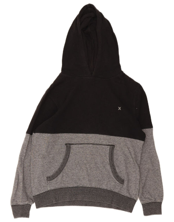 Hurley Boys Hoodie Jumper 13-14 Years Black Colourblock Cotton