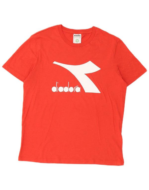Diadora Mens Graphic T-Shirt Top Medium Orange Cotton