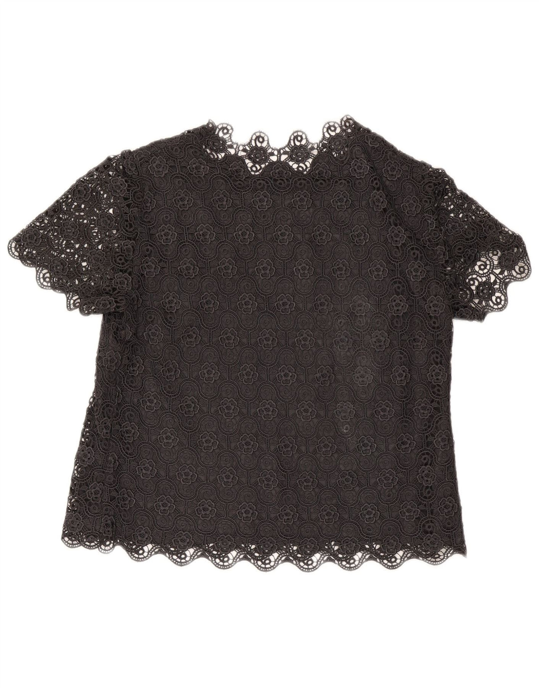 Vintage Womens Blouse Top UK 14 Large Black Floral