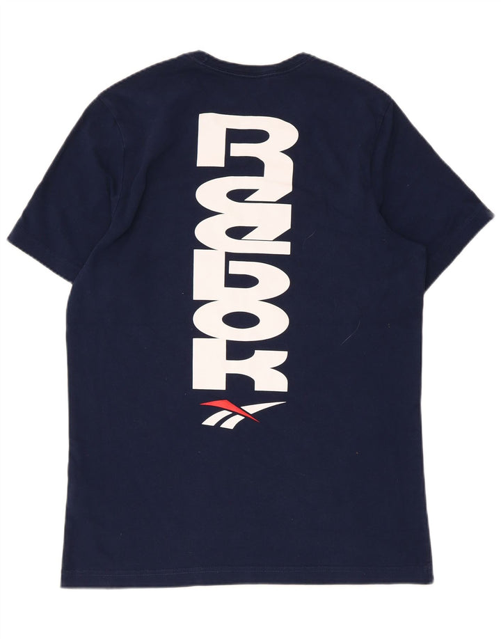 Reebok Mens Graphic T-Shirt Top Medium Navy Blue Cotton