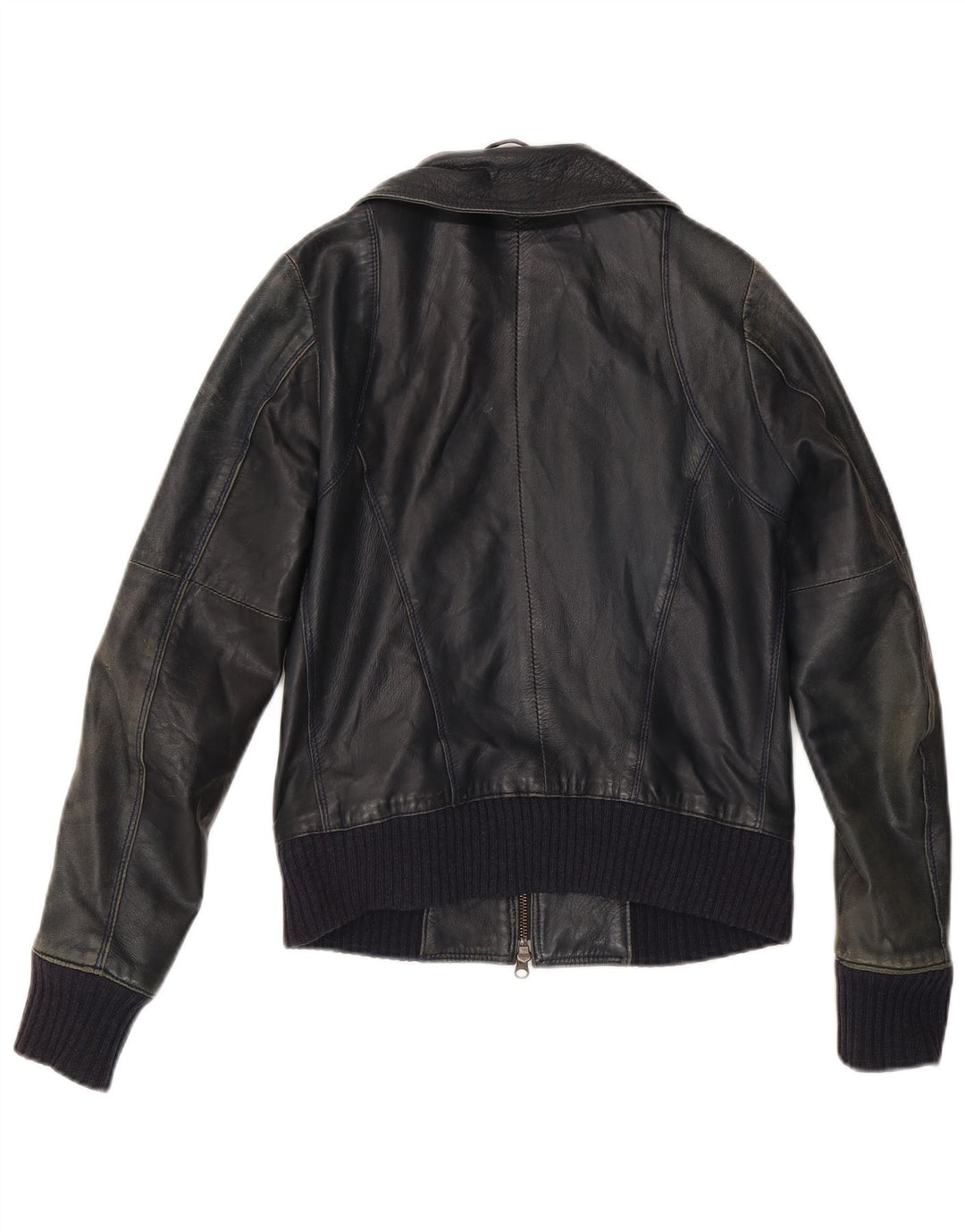Vintage Womens Leather Jacket IT 42 Medium Black Leather