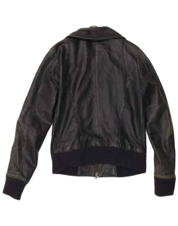 Vintage Womens Leather Jacket IT 42 Medium Black Leather