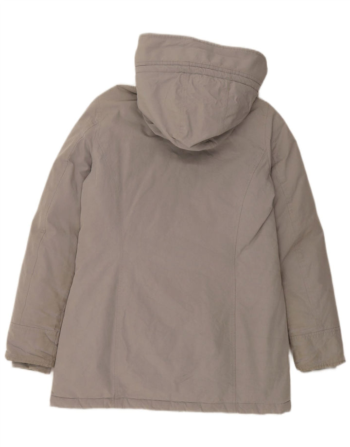 Woolrich Womens Hooded Padded Coat UK 14 Medium Grey Cotton