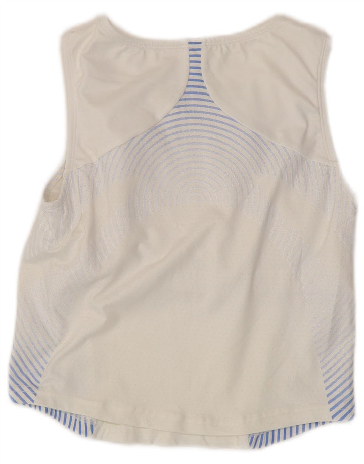 FILA Womens Vest Top IT 44 Medium White Striped Polyamide