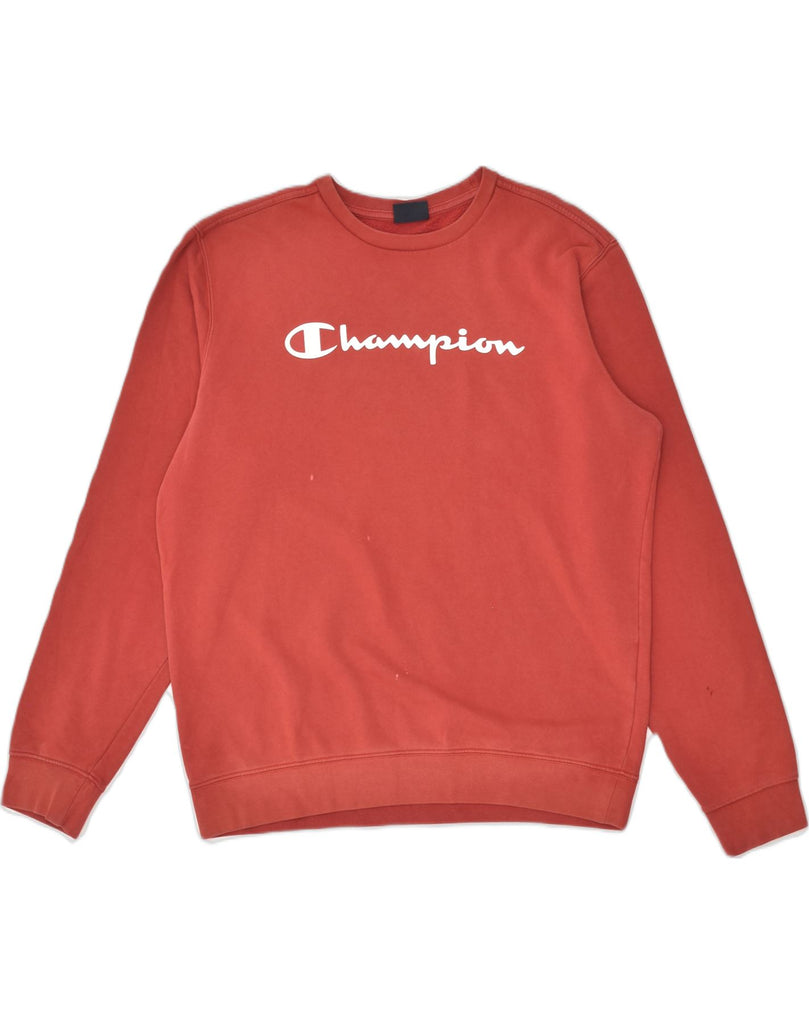 CHAMPION Mens Graphic Sweatshirt Jumper Large Red Cotton | Vintage Champion | Thrift | Second-Hand Champion | Used Clothing | Messina Hembry 