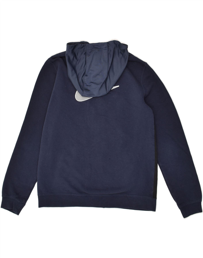 NIKE Boys Graphic Zip Hoodie Sweater 13-14 Years XL Navy Blue Colourblock Vintage Nike and Second-Hand Nike from Messina Hembry 