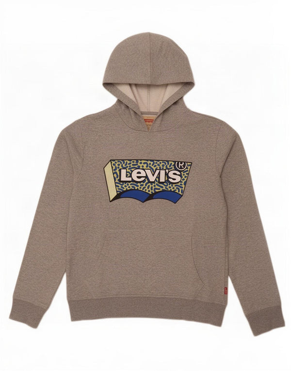 Levi's Boys Graphic Hoodie Jumper 13-14 Years Grey Cotton