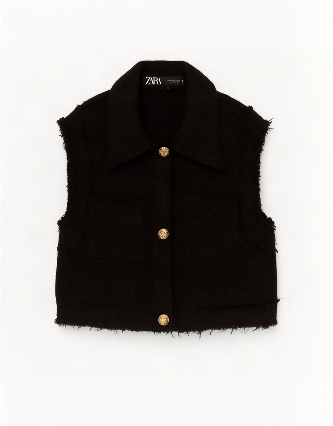 Zara Womens Crop Gilet UK 6 XS Black Polyester
