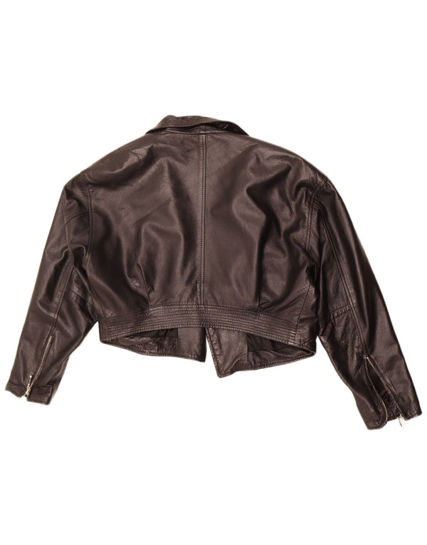 Vintage Womens Leather Bolero Jacket UK 12 Medium Black