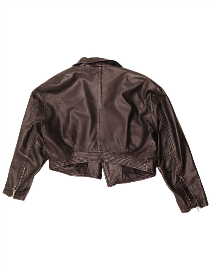 Vintage Womens Leather Bolero Jacket UK 12 Medium Black