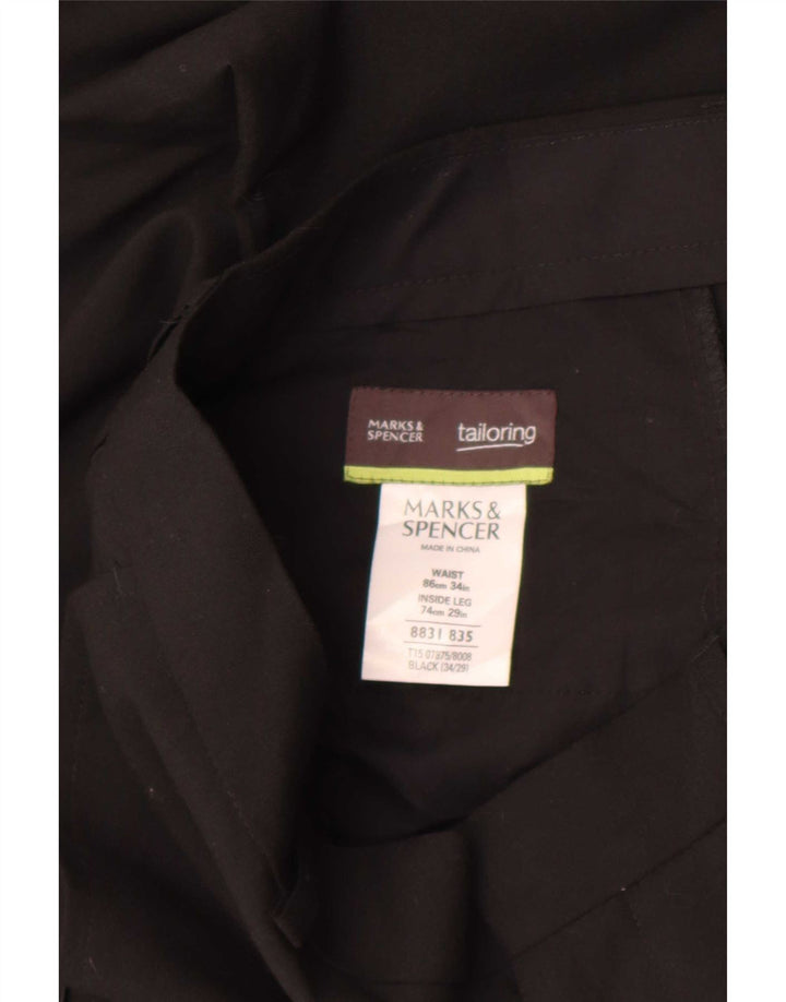 Marks & Spencer Mens Straight Chino Trousers W34 L29 Black Polyester