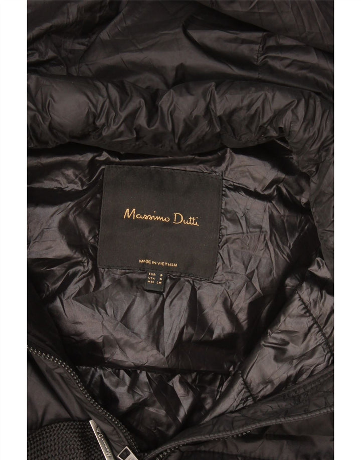 Massimo Dutti Womens Hooded Padded Gilet UK 10 Small Black