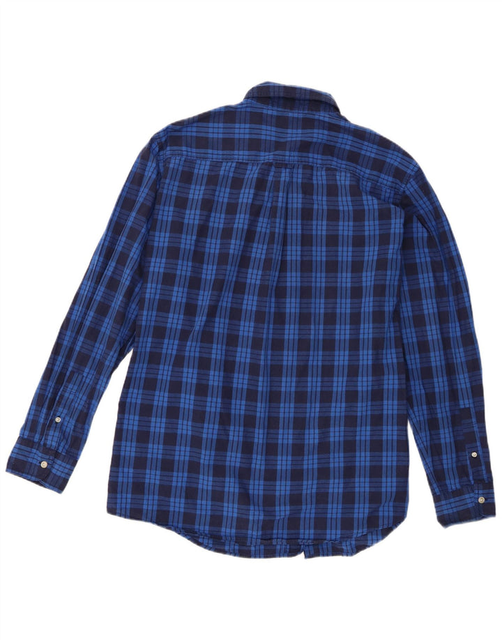 Chaps Mens Shirt Large Blue Check Cotton