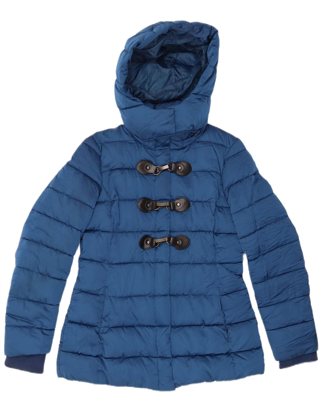 SISLEY Womens Hooded Padded Jacket UK 12 Medium Blue Polyester