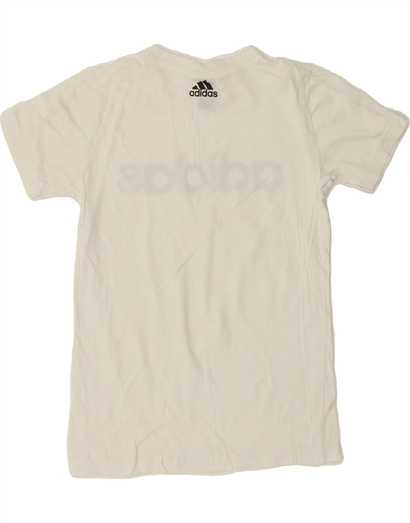 ADIDAS Boys Graphic T-Shirt Top 9-10 Years White Vintage Adidas and Second-Hand Adidas from Messina Hembry 