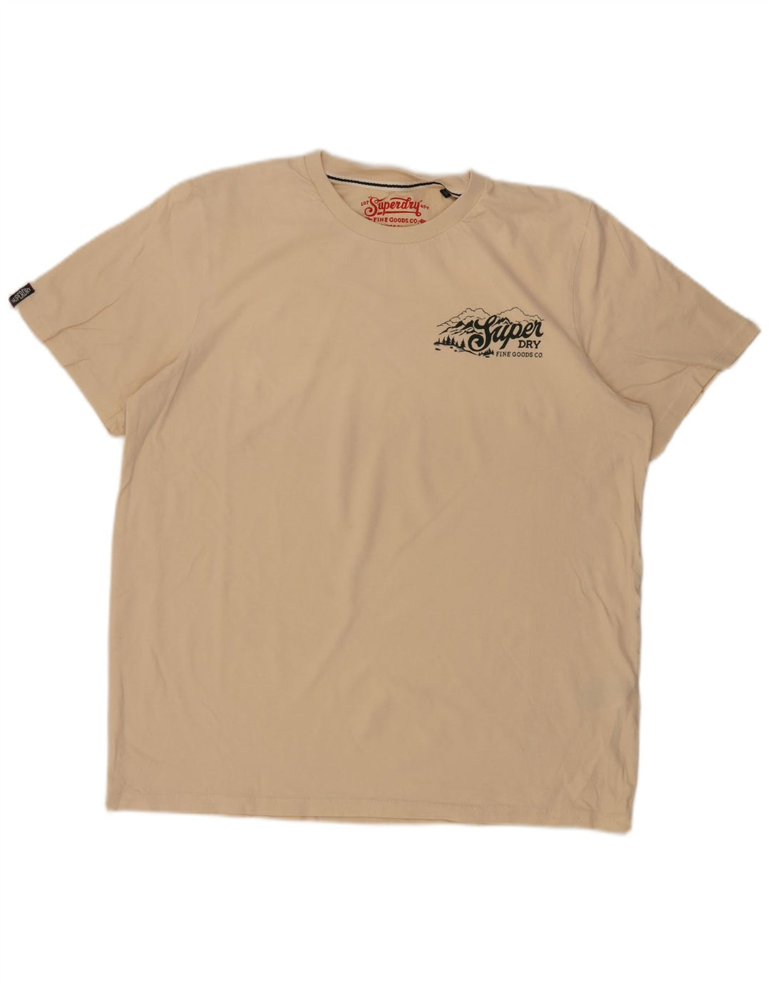 Superdry Mens T-Shirt Top 2XL Beige Cotton