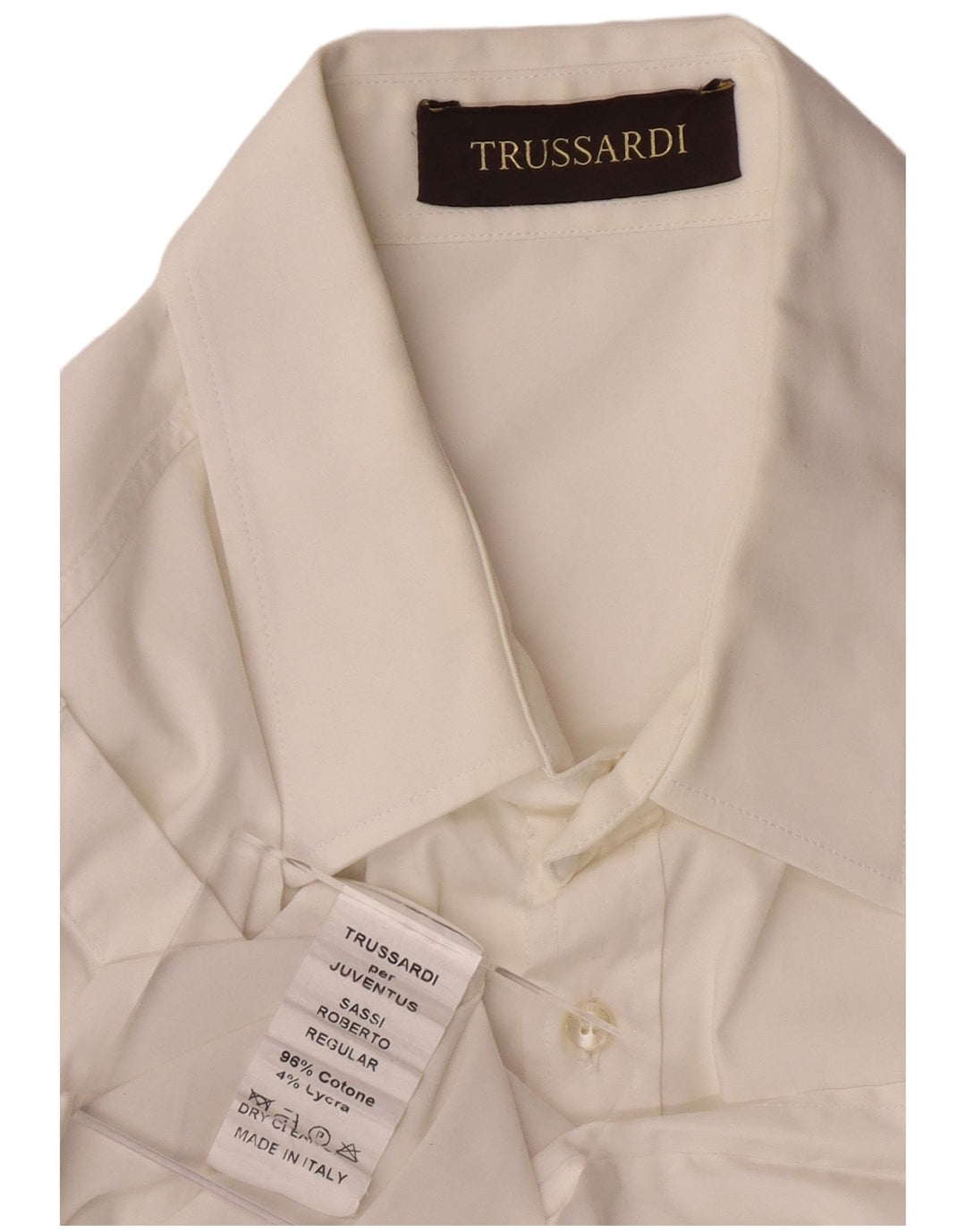 TRUSSARDI Mens Shirt Medium White Cotton