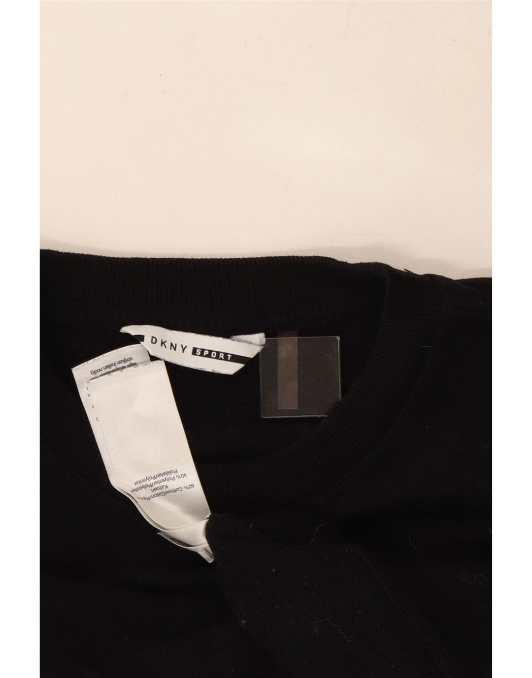 Dkny Womens Oversized Graphic Crop Sweatshirt Jumper UK 10 Small Black