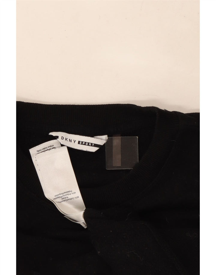 Dkny Womens Oversized Graphic Crop Sweatshirt Jumper UK 10 Small Black