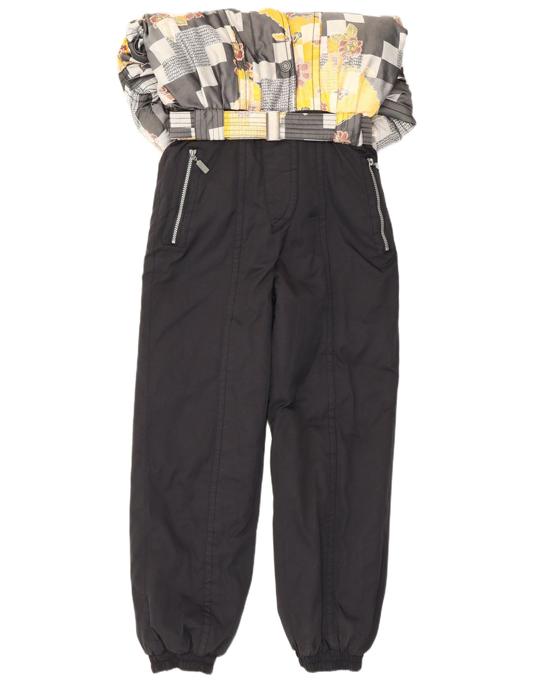 Maier Womens Ski Jumpsuit UK 14 Large Black Patchwork Polyester Retro