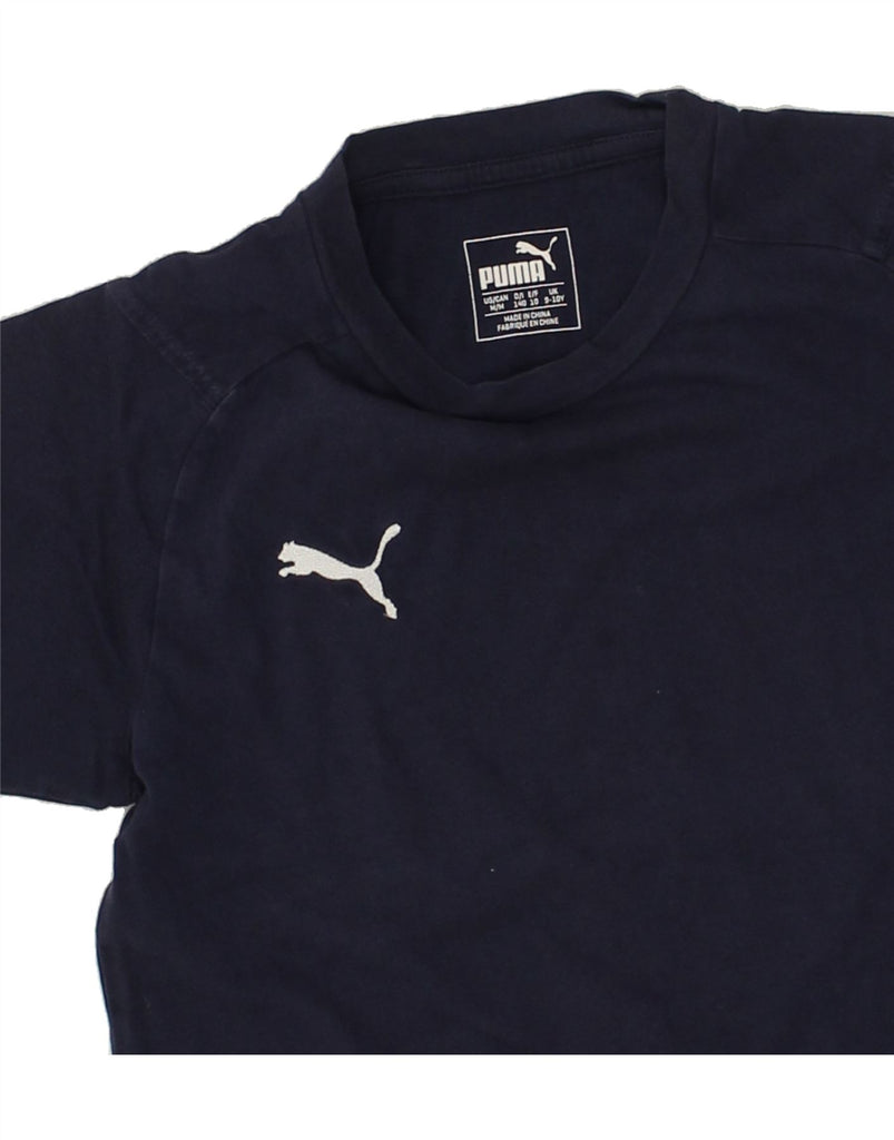 PUMA Boys T-Shirt Top 9-10 Years Navy Blue Cotton | Vintage Puma | Thrift | Second-Hand Puma | Used Clothing | Messina Hembry 