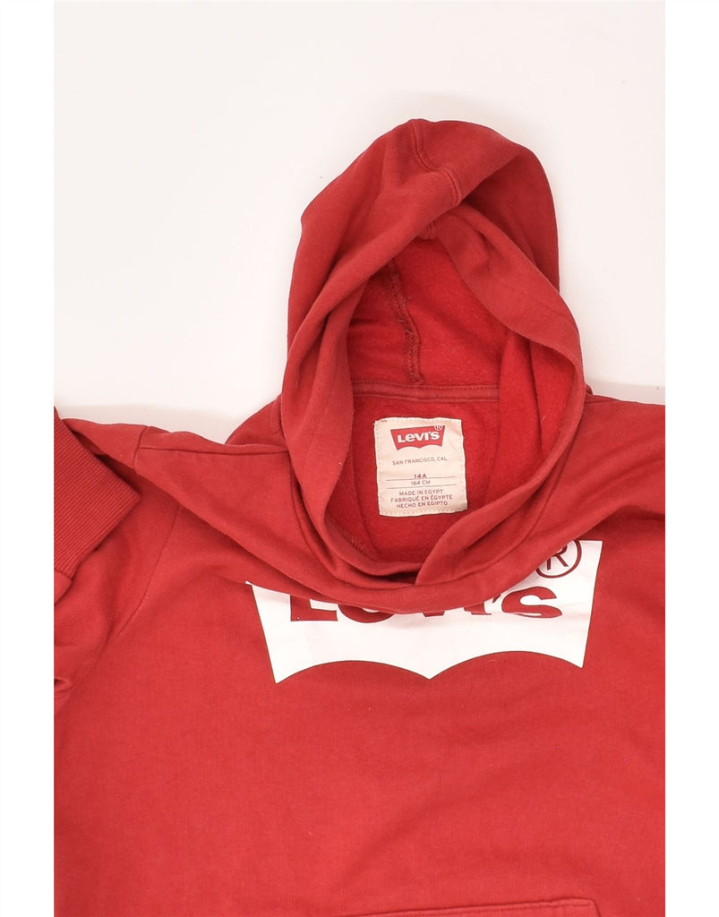 LEVI'S Boys Graphic Hoodie Jumper 13-14 Years Red Cotton | Vintage Levi's | Thrift | Second-Hand Levi's | Used Clothing | Messina Hembry 